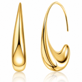 Eclipton® Lightweight Teardrop Gold Hoop Earrings for Women, 14k Gold Plated Oval Pull Through Hoop Earrings High Polished Statement Jewelry for Daily Wear and Parties