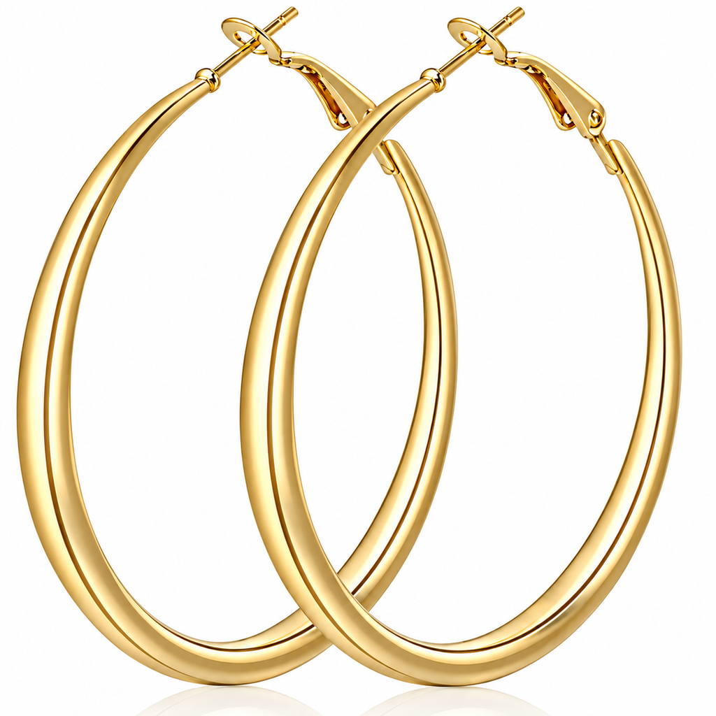 Eclipton® Gold Hoop Earrings for Women, 14K Gold Plated Hypoallergenic Lightweight Round Minimalist Hooped for Party Daily Office Wear
