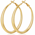 Eclipton® Gold Hoop Earrings for Women, 14K Gold Plated Hypoallergenic Lightweight Round Minimalist Hooped for Party Daily Office Wear