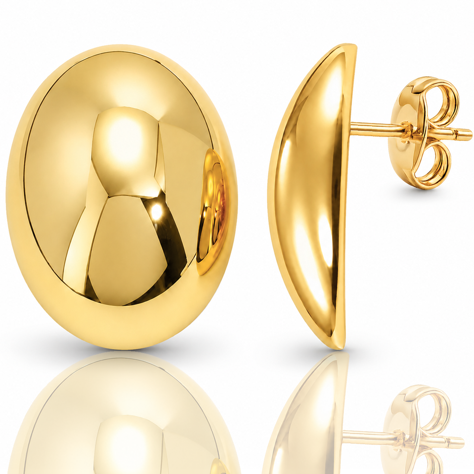 Eclipton® 14K Plated Gold Stud Earrings for Women, Oval Lightweight Hypoallergenic Earrings, Minimalist Daily Wear, Gold Jewelry Gifts for Womens