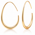 Eclipton® Lightweight Teardrop Gold Hoop Earrings for Women, 14k Gold Plated Oval Pull Through Hoop Earrings High Polished Statement Jewelry Gift for Women