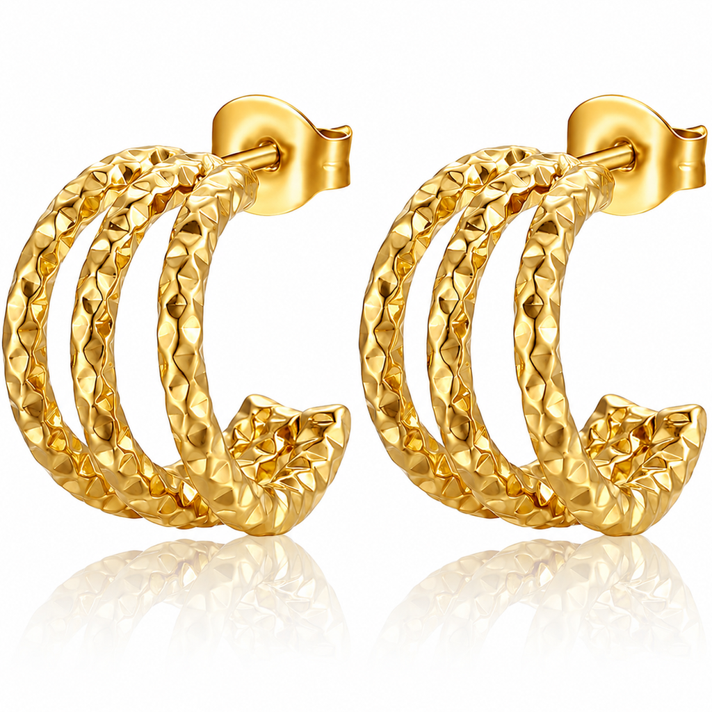 Eclipton® 14K Plated Gold Hoop Earrings for Women, Multi Huggie Hoop Earrings for One Hole, Trendy Hypoallergenic Gold Jewelry Gifts