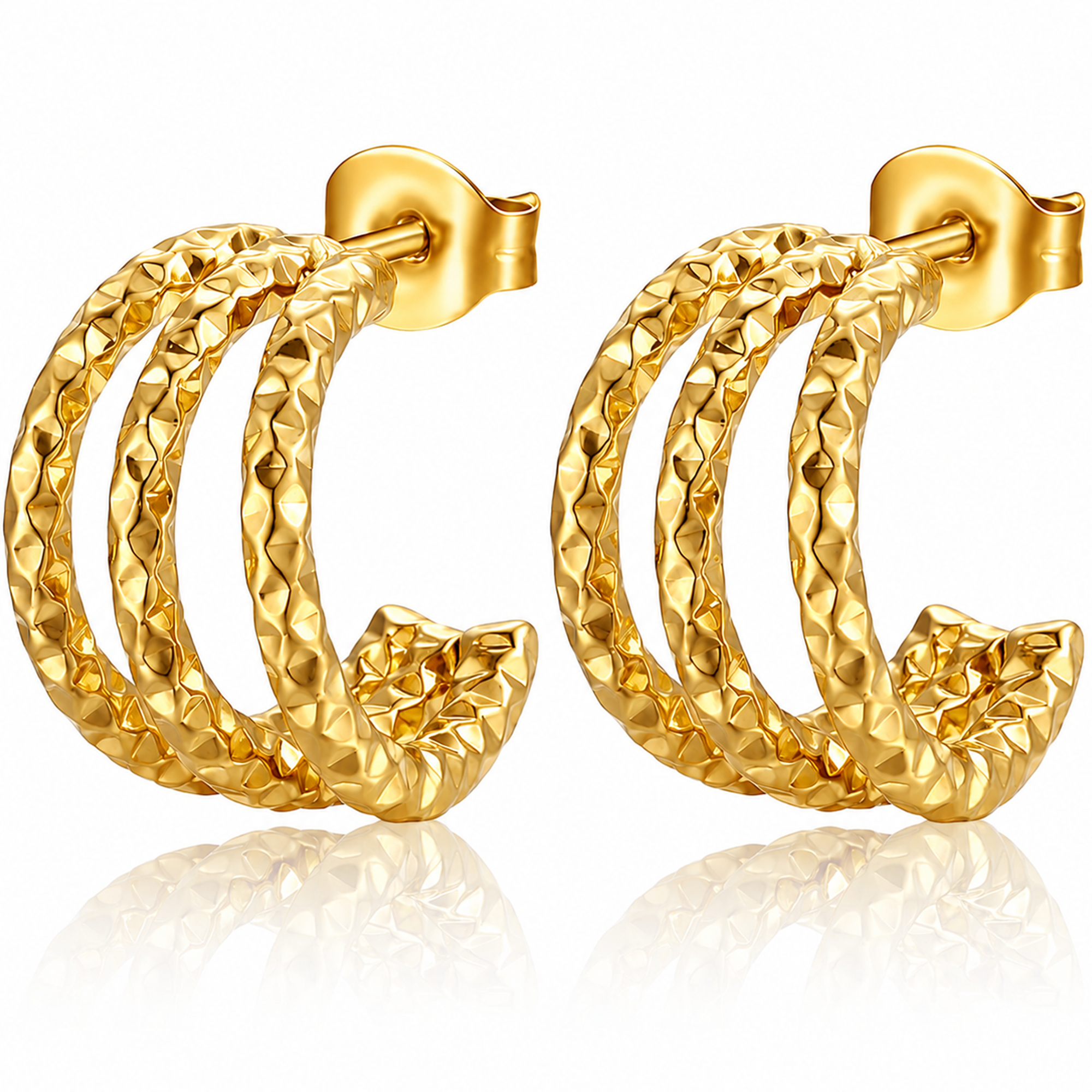 Eclipton® 14K Plated Gold Hoop Earrings for Women, Multi Huggie Hoop Earrings for One Hole, Trendy Hypoallergenic Gold Jewelry Gifts