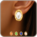 Eclipton® 14K Plated Gold Stud Earrings for Women Trendy, Hypoallergenic Dainty Oval Pearl Earrings Unique for Party Daily Office Wear