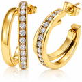 Eclipton® Gold 14K Plated Hoop Earrings for Women, Multi Huggie Hoop Earrings for One Hole with Cubic Zirconia, Trendy Hypoallergenic Gold Jewelry Gifts