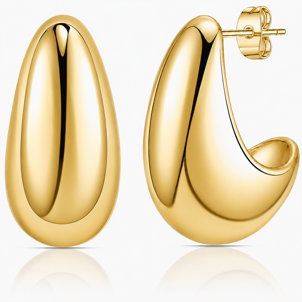 Eclipton® 14K Plated Gold Stud Earrings for Women, Hypoallergenic Drop Earrings, Lightweight Teardrop Design, Jewelry Gift for Women