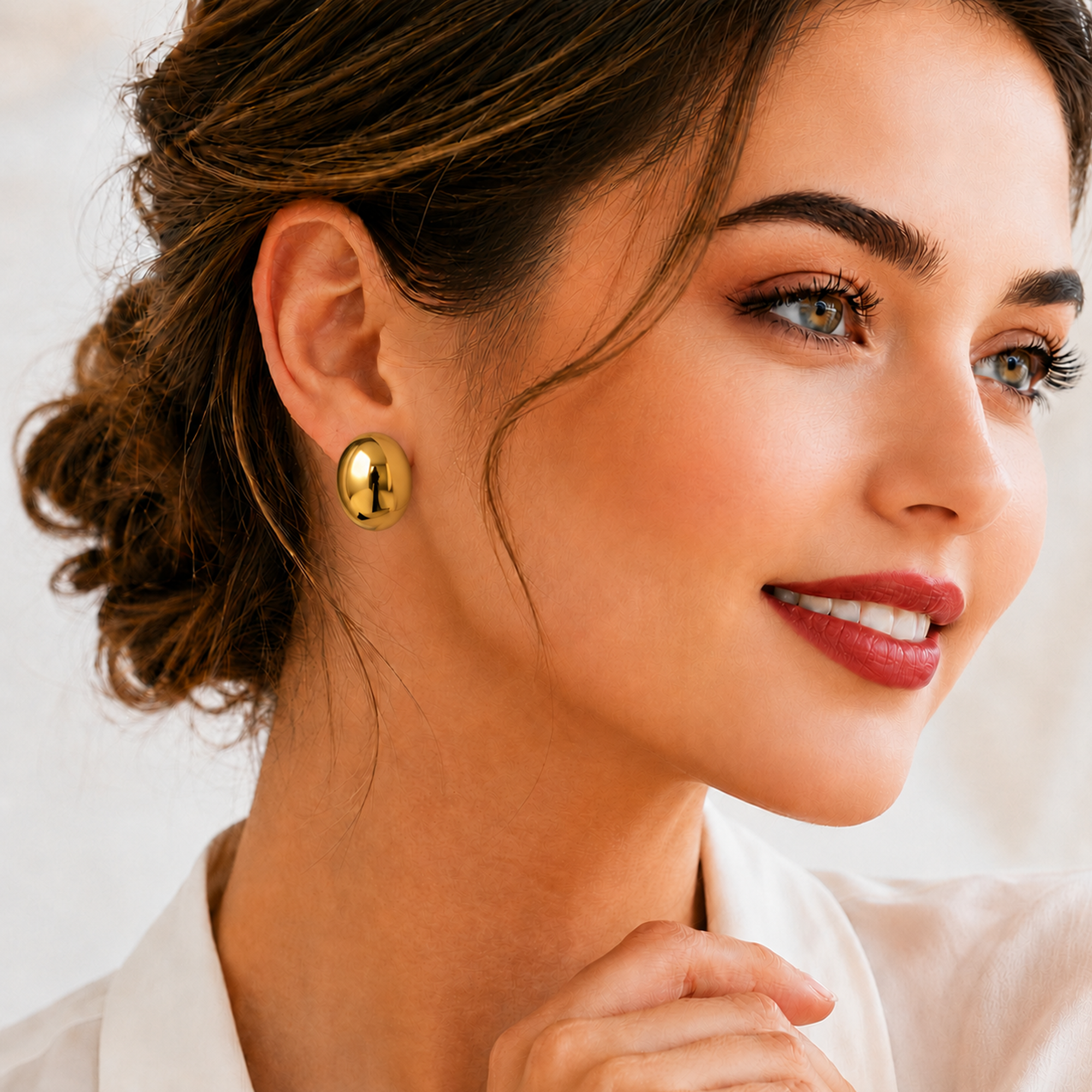 Eclipton® 14K Plated Gold Stud Earrings for Women, Oval Lightweight Hypoallergenic Earrings, Minimalist Daily Wear, Gold Jewelry Gifts for Womens