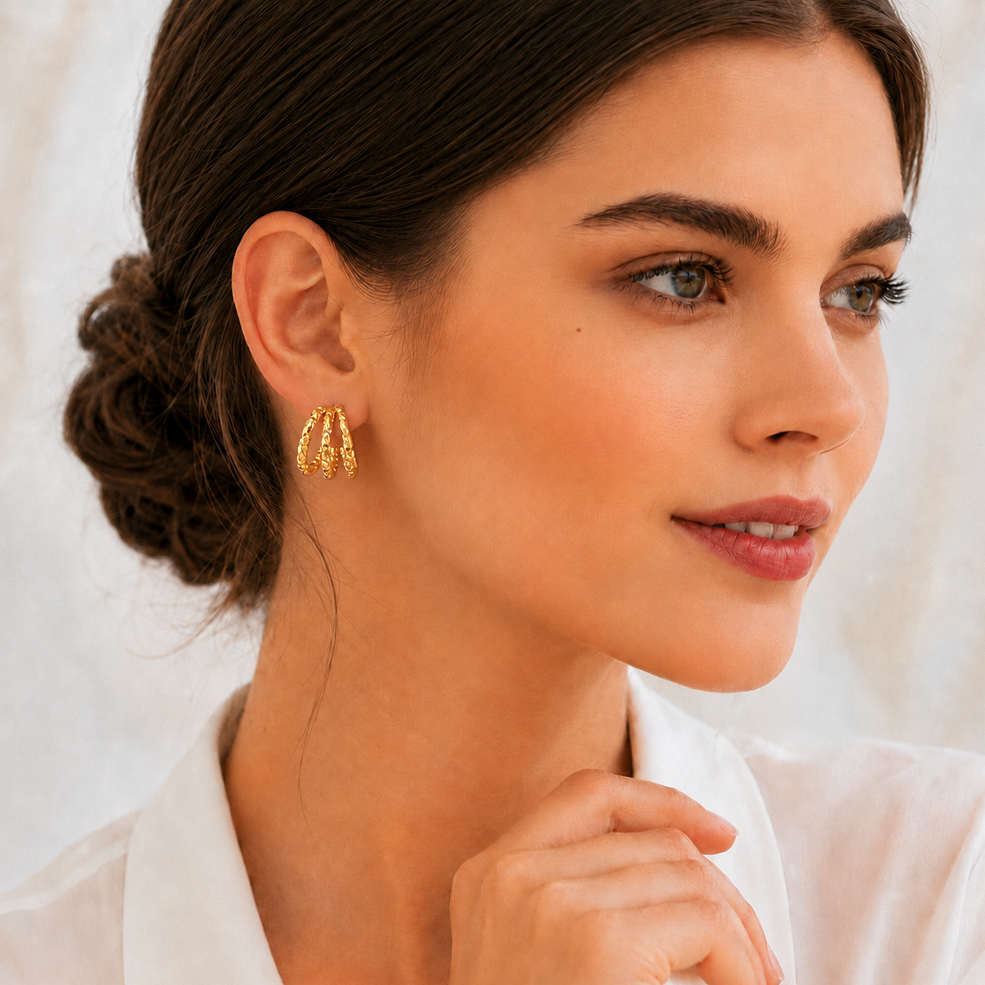 Eclipton® 14K Plated Gold Hoop Earrings for Women, Multi Huggie Hoop Earrings for One Hole, Trendy Hypoallergenic Gold Jewelry Gifts