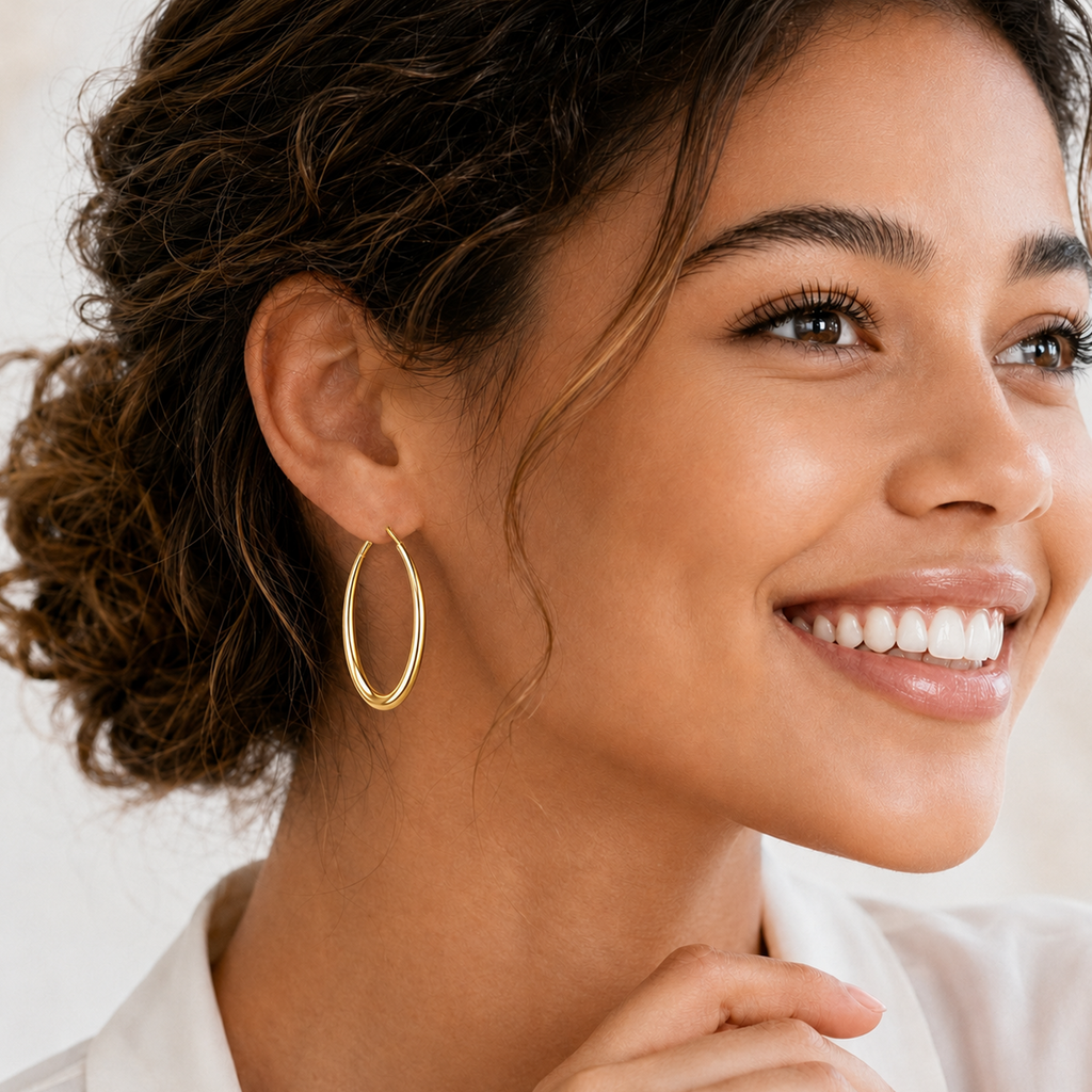 Eclipton® Gold Hoop Earrings for Women, 14K Gold Plated Hypoallergenic Lightweight Round Minimalist Hooped for Party Daily Office Wear