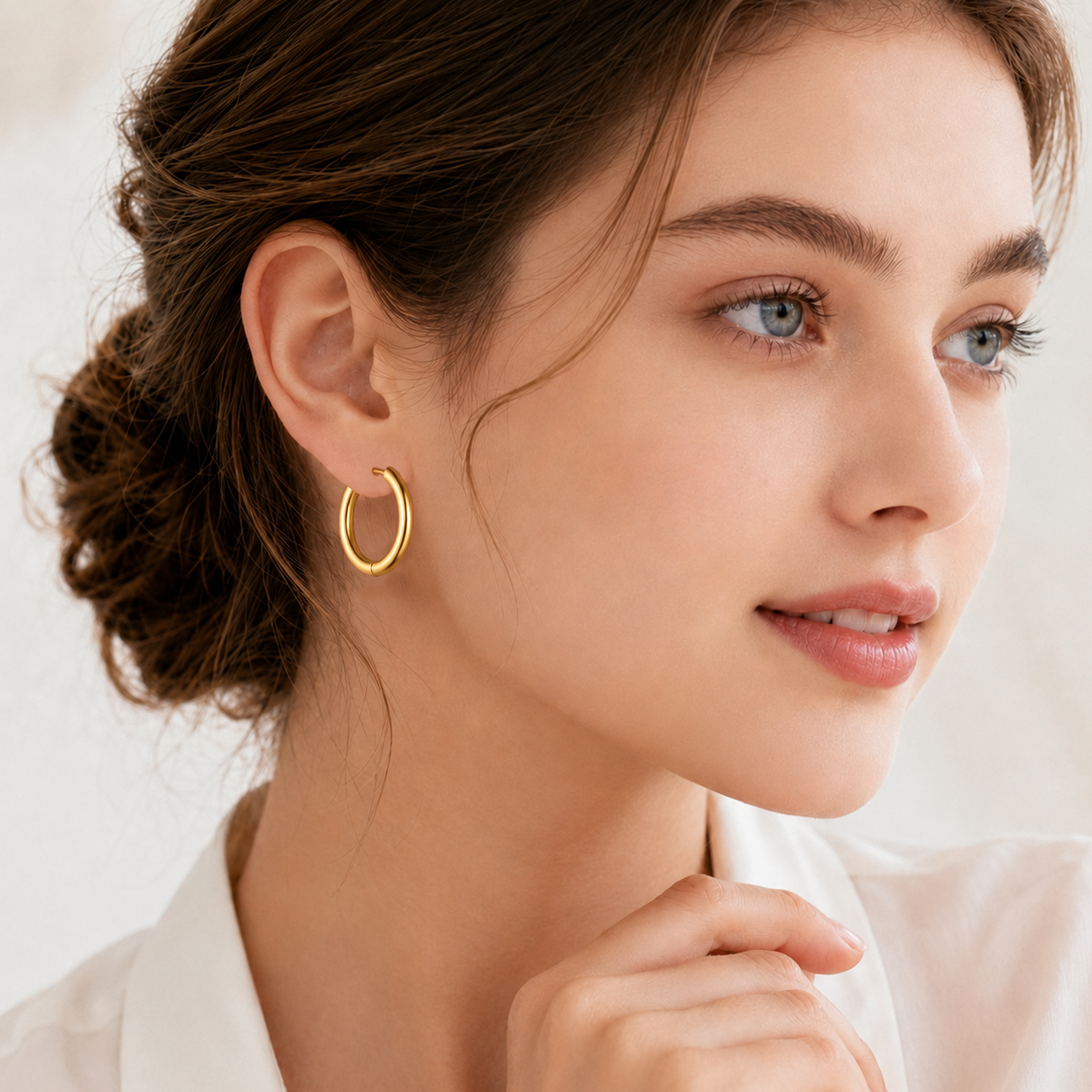 Eclipton® 14K Plated Gold Hoop Earrings for Women, Dainty Minimalist & Hypoallergenic Hoop Earrings for Party Daily Office Wear