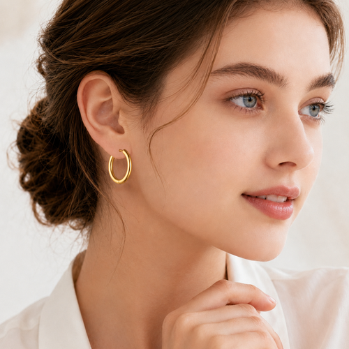 Eclipton® 14K Plated Gold Hoop Earrings for Women, Dainty Minimalist & Hypoallergenic Hoop Earrings for Party Daily Office Wear