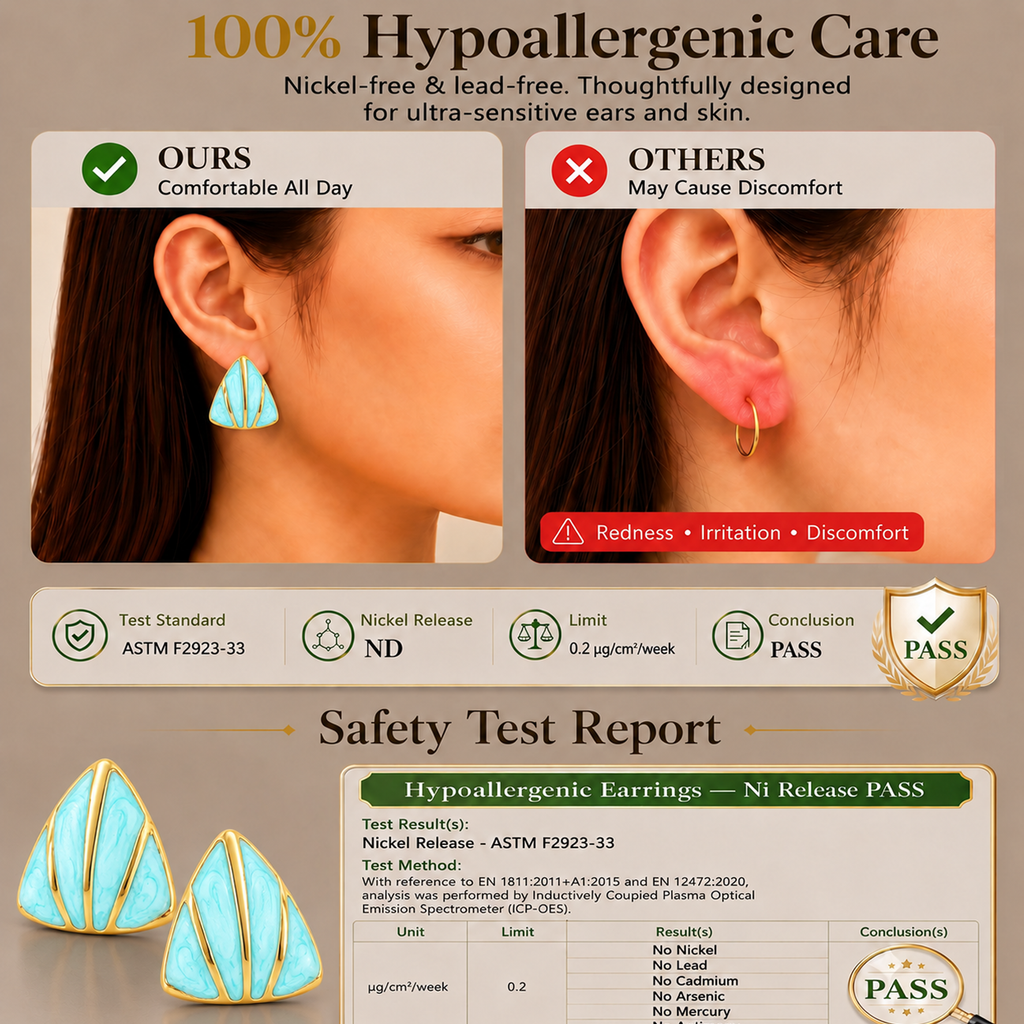 Eclipton® 14K Plated Gold Stud Earrings for Women, Dainty Hypoallergenic Earrings for Weddings, Beach, Daily Wear and Parties
