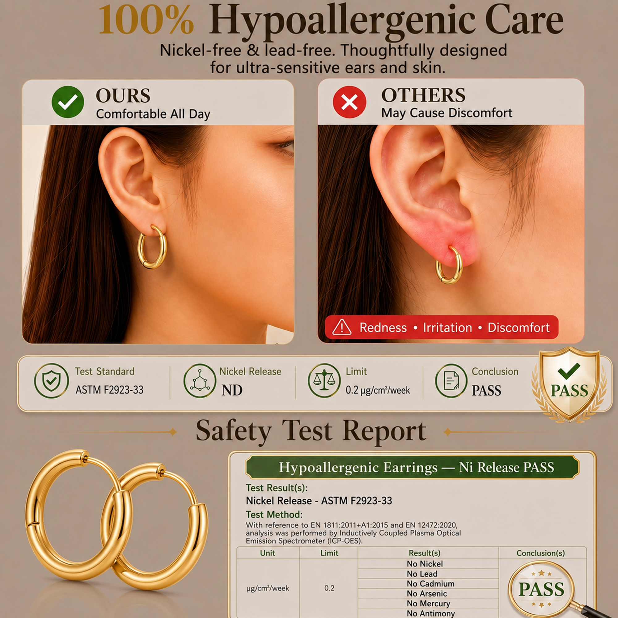 Eclipton® 14K Plated Gold Hoop Earrings for Women, Dainty Minimalist & Hypoallergenic Hoop Earrings for Party Daily Office Wear