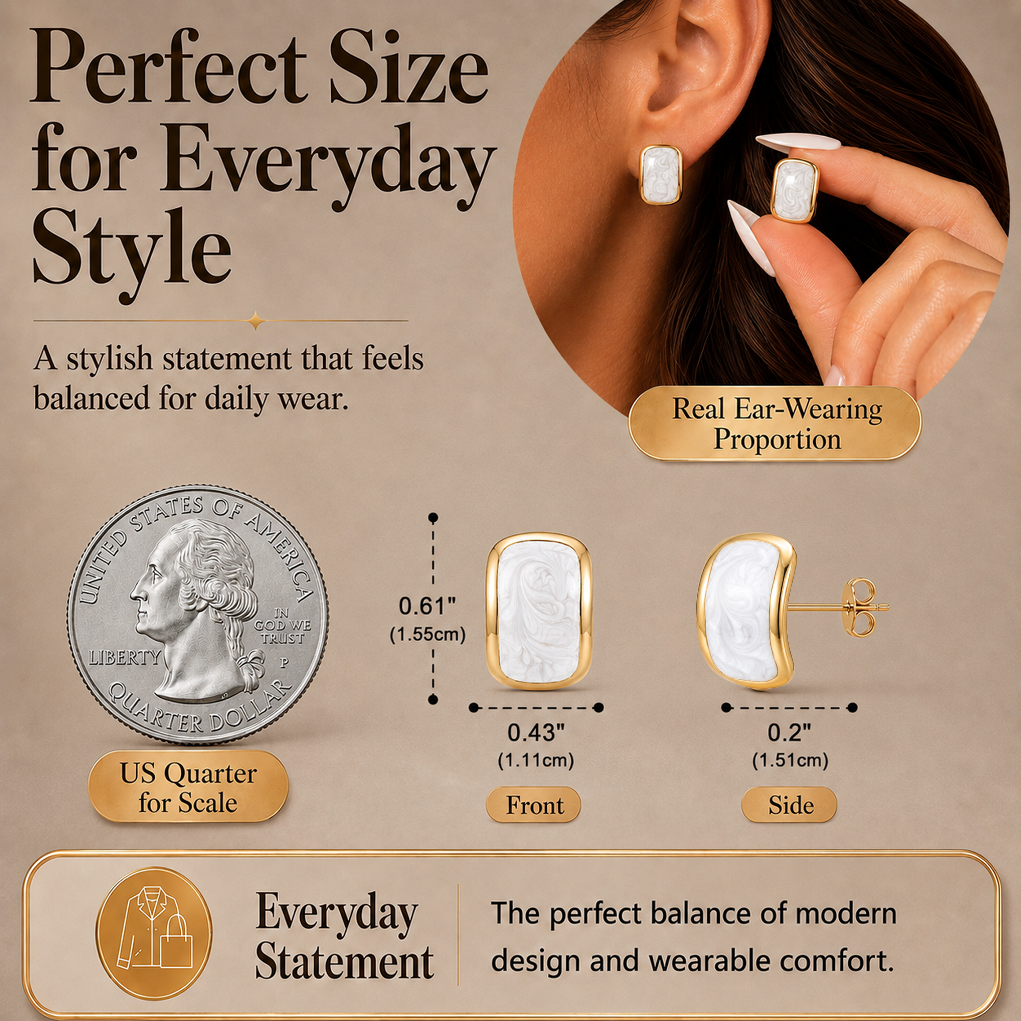 Eclipton® 14K Plated Gold Stud Earrings for Women Trendy, Dainty Hypoallergenic Earrings Unique for Party Daily Office Wear