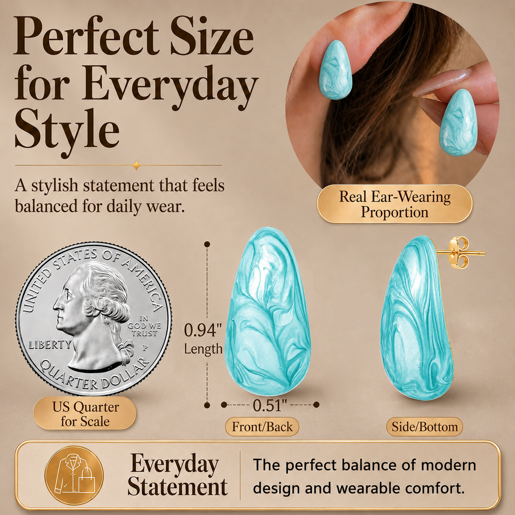 Eclipton® 14K Plated Gold Stud Earrings for Women Trendy, Lightweight Teardrop Hypoallergenic Earrings,Gold Jewelry Gift for Women’s Daily Wear