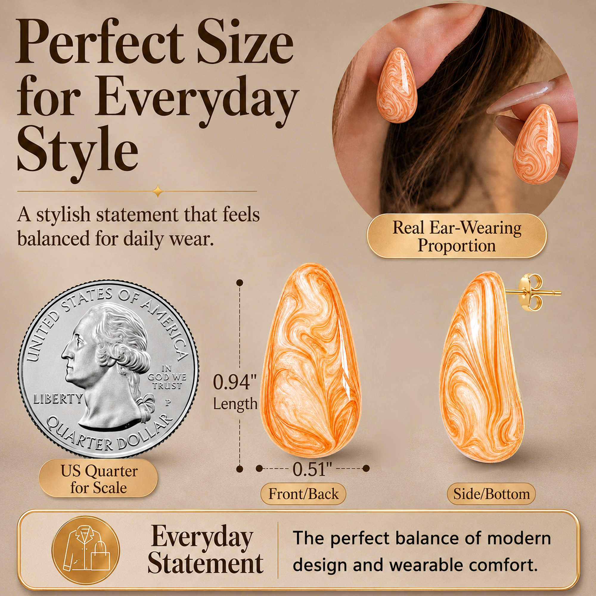 Eclipton® 14K Plated Gold Stud Earrings for Women Trendy, Lightweight Teardrop Hypoallergenic Earrings,Gold Jewelry Gift for Women’s Daily Wear
