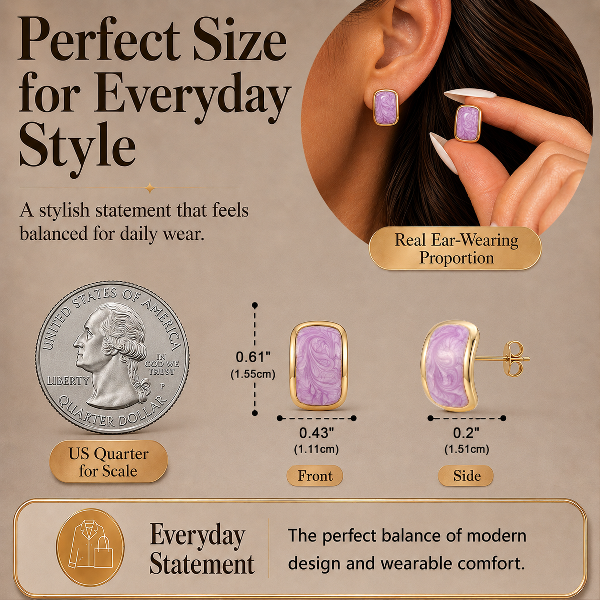 Eclipton® 14K Plated Gold Stud Earrings for Women Trendy, Dainty Hypoallergenic Earrings Unique for Party Daily Office Wear