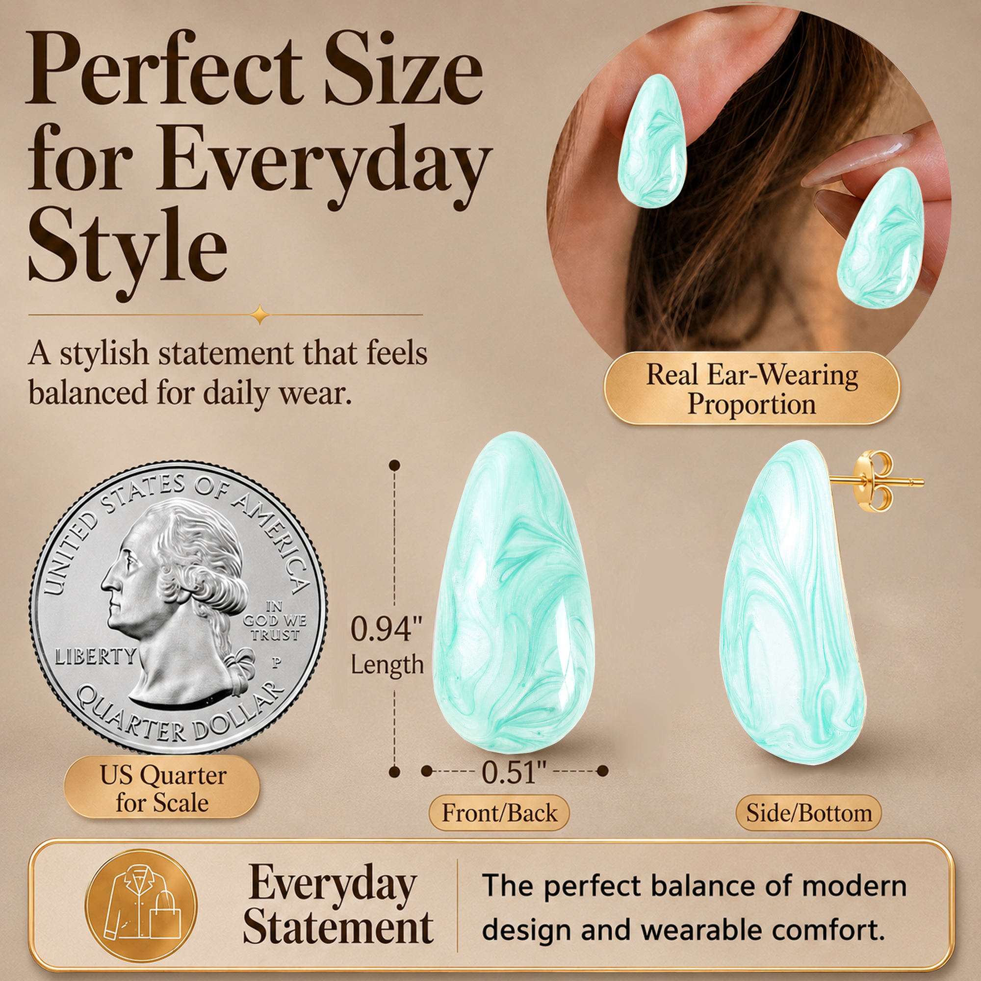 Eclipton® 14K Plated Gold Stud Earrings for Women Trendy, Lightweight Teardrop Hypoallergenic Earrings,Gold Jewelry Gift for Women’s Daily Wear
