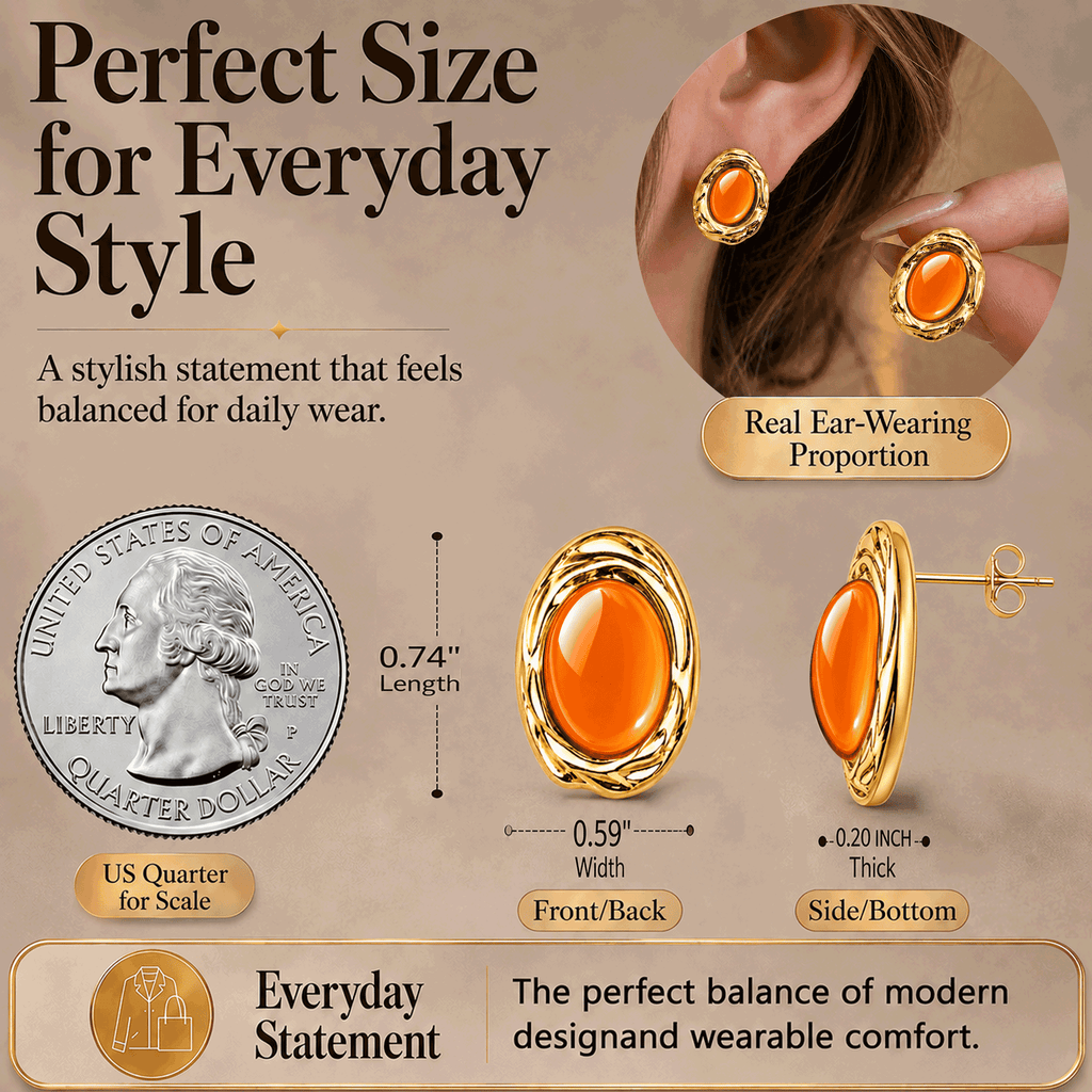 Eclipton® 14K Plated Gold Stud Earrings for Women Trendy, Hypoallergenic Dainty Oval Pearl Earrings Unique for Party Daily Office Wear