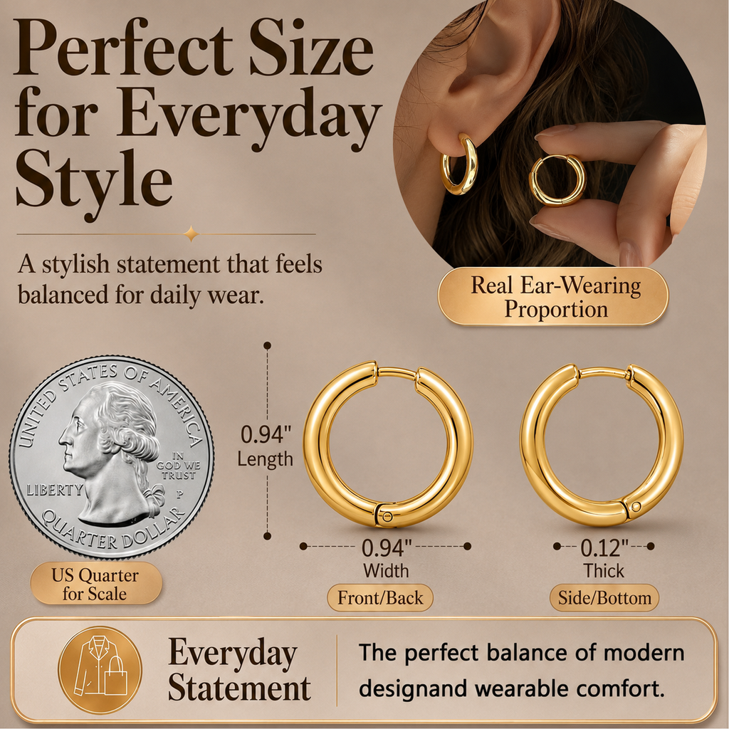 Eclipton® 14K Plated Gold Hoop Earrings for Women, Dainty Minimalist & Hypoallergenic Hoop Earrings for Party Daily Office Wear