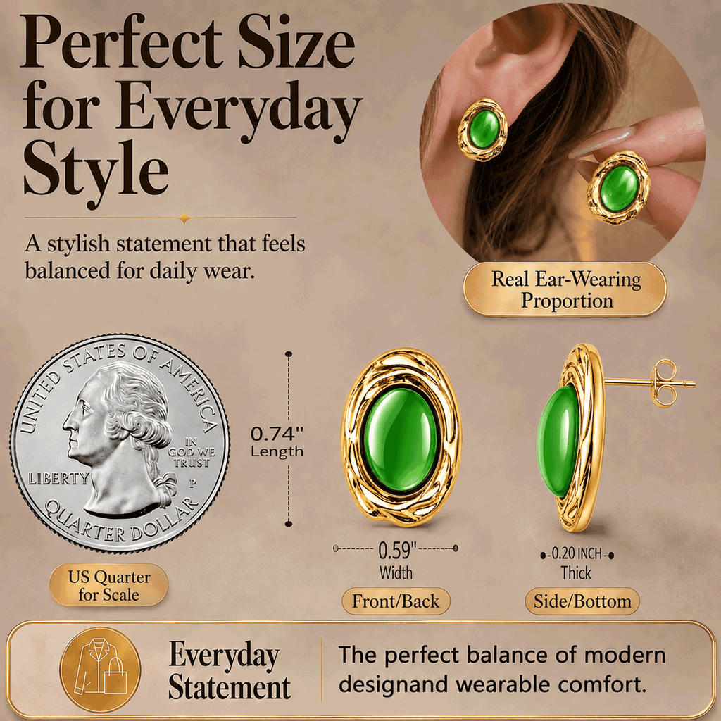 Eclipton® 14K Plated Gold Stud Earrings for Women Trendy, Hypoallergenic Dainty Oval Pearl Earrings Unique for Party Daily Office Wear