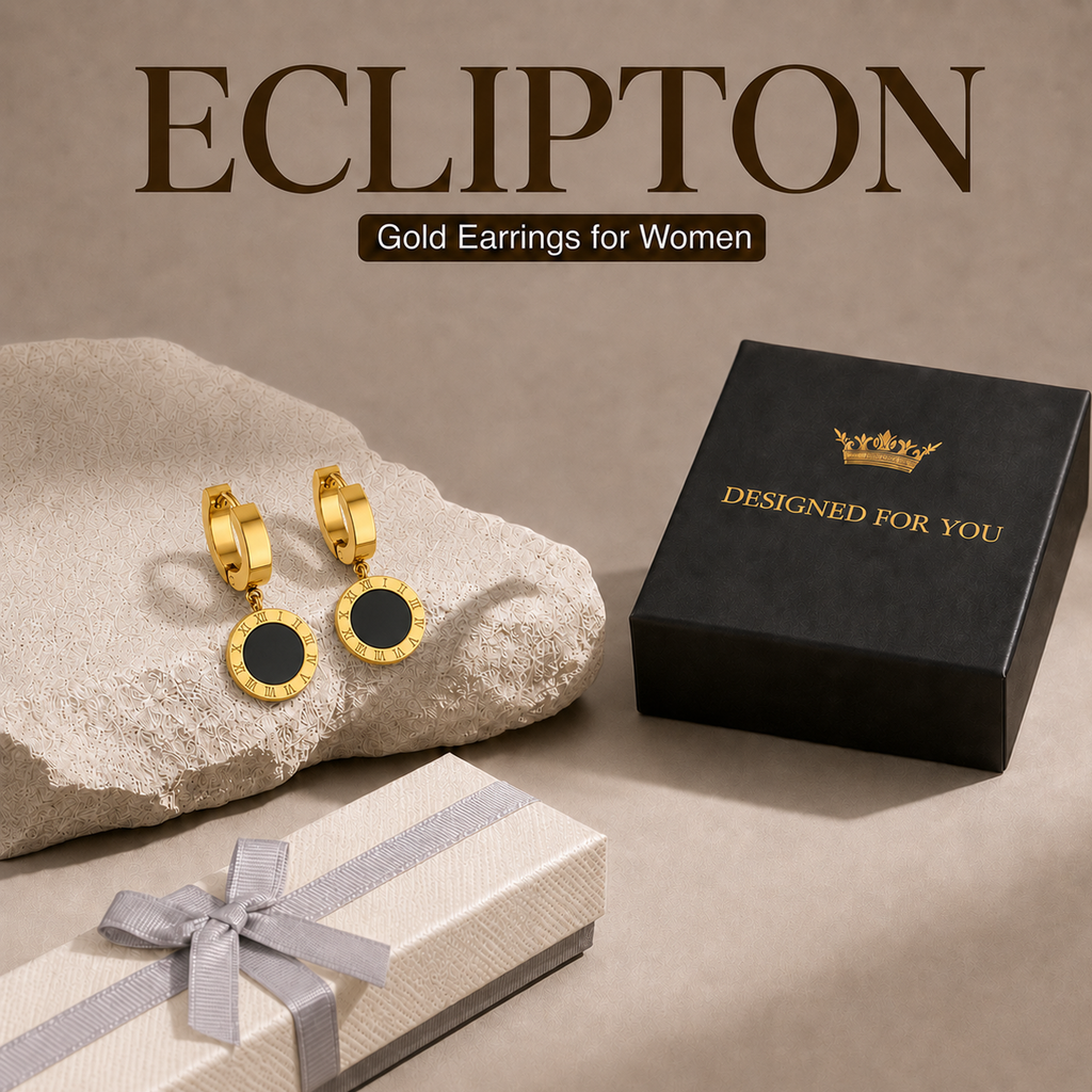 Eclipton® 14K Plated Gold Dangle Hoop Earrings for Women, Lightweight Hypoallergenic Jewelry, Fashion Accessories, Gifts for Women