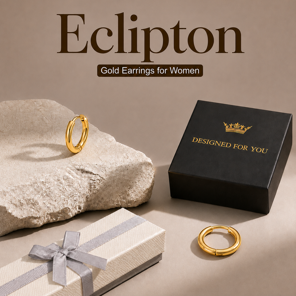 Eclipton® 14K Plated Gold Hoop Earrings for Women, Dainty Minimalist & Hypoallergenic Hoop Earrings for Party Daily Office Wear