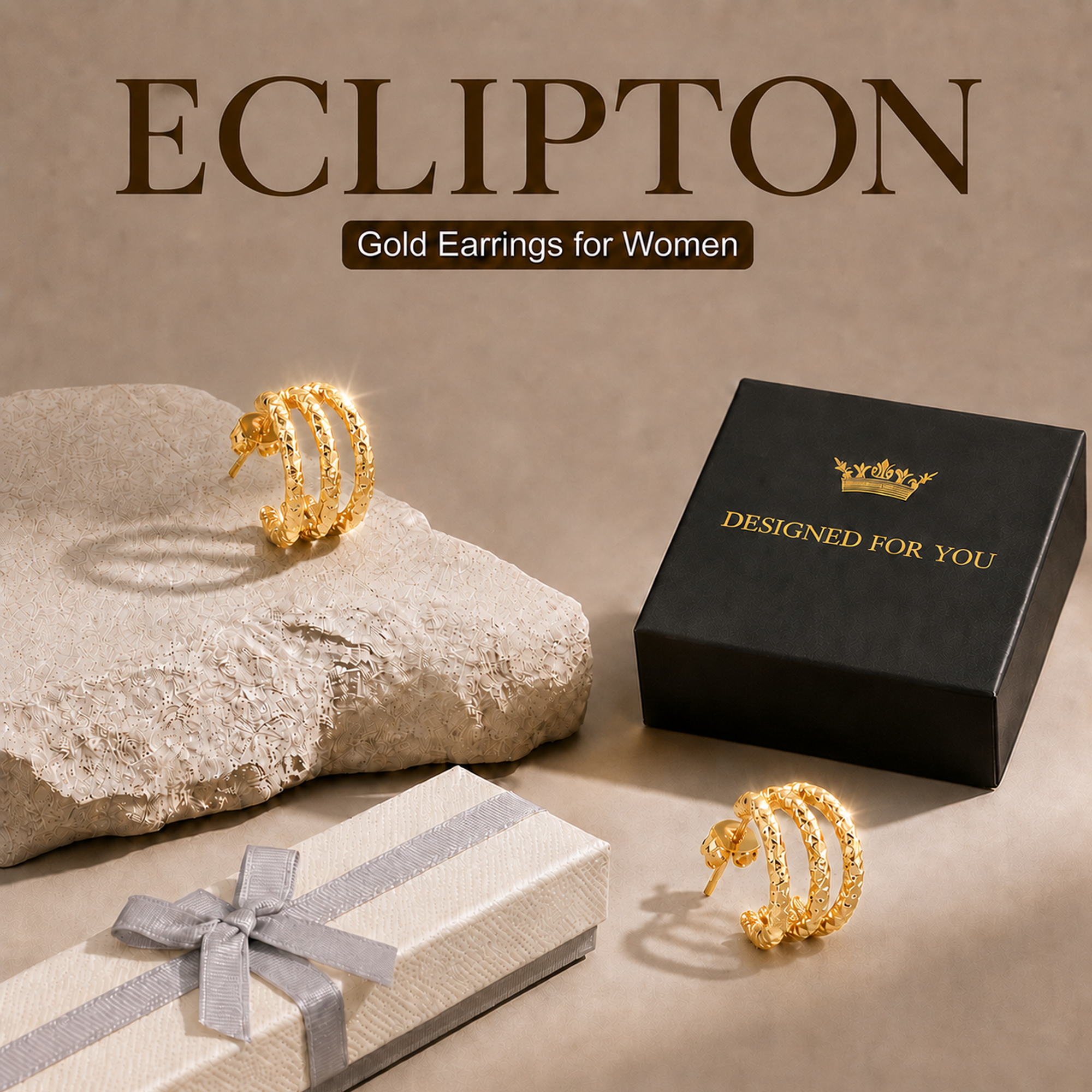 Eclipton® 14K Plated Gold Hoop Earrings for Women, Multi Huggie Hoop Earrings for One Hole, Trendy Hypoallergenic Gold Jewelry Gifts
