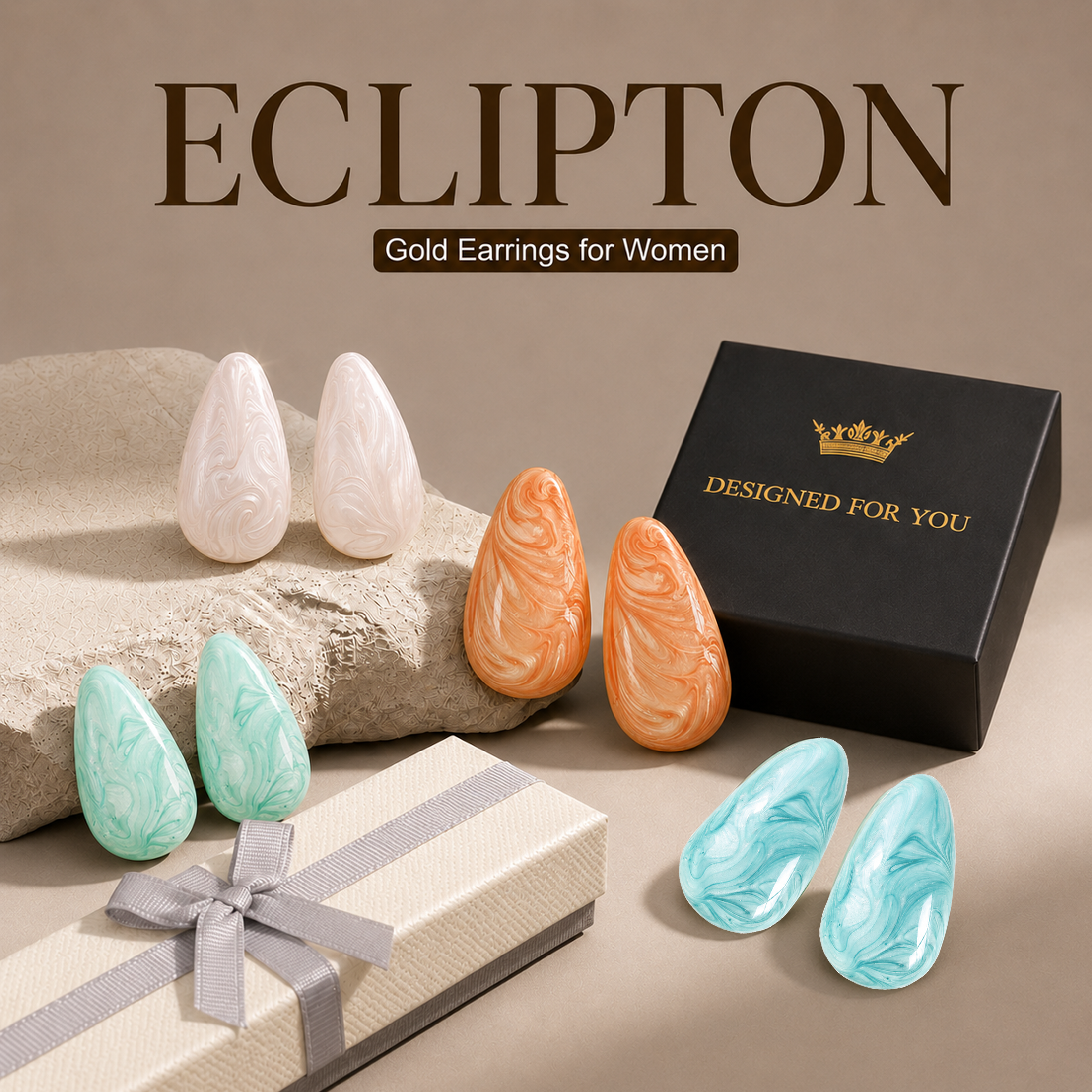 Eclipton® 14K Plated Gold Stud Earrings for Women Trendy, Lightweight Teardrop Hypoallergenic Earrings,Gold Jewelry Gift for Women’s Daily Wear