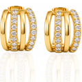 Eclipton® 14K Plated Gold Hoop Earrings for Women, Multi Huggie Hoop Earrings for One Hole with Cubic Zirconia, Trendy Hypoallergenic Gold Jewelry Gifts