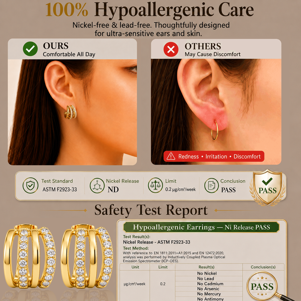 Eclipton® 14K Plated Gold Hoop Earrings for Women, Multi Huggie Hoop Earrings for One Hole with Cubic Zirconia, Trendy Hypoallergenic Gold Jewelry Gifts