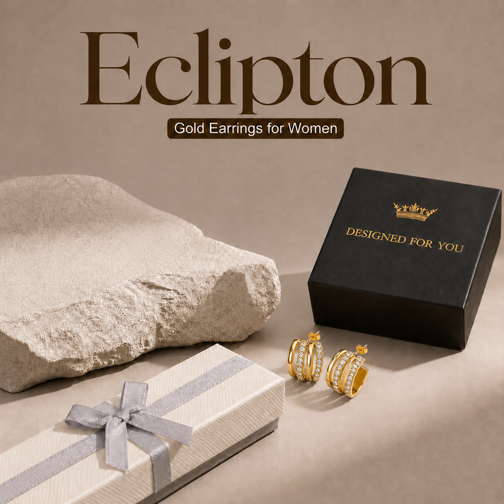 Eclipton® 14K Plated Gold Hoop Earrings for Women, Multi Huggie Hoop Earrings for One Hole with Cubic Zirconia, Trendy Hypoallergenic Gold Jewelry Gifts