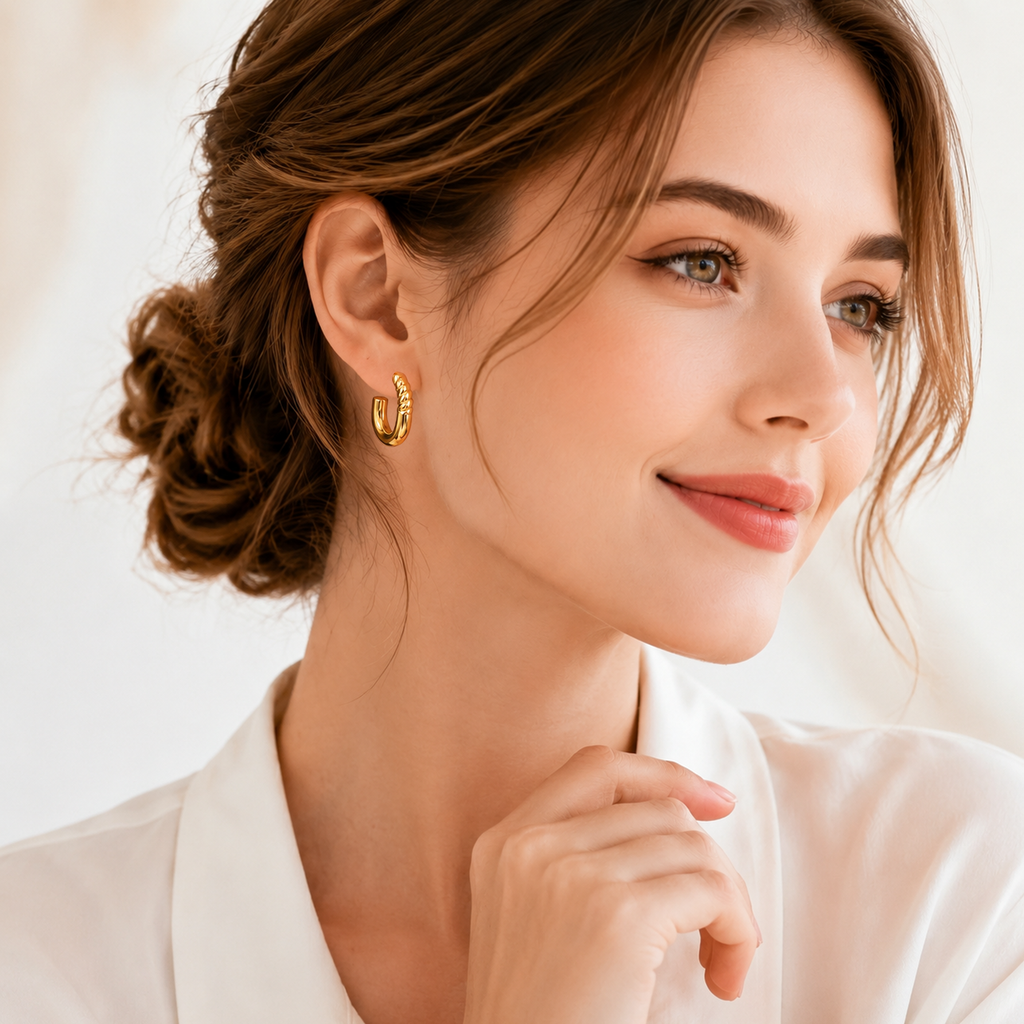 Eclipton® 14K Plated Gold Hoop Earrings for Women, Hypoallergenic Chunky Hoop Earrings Jewelry for Gifts