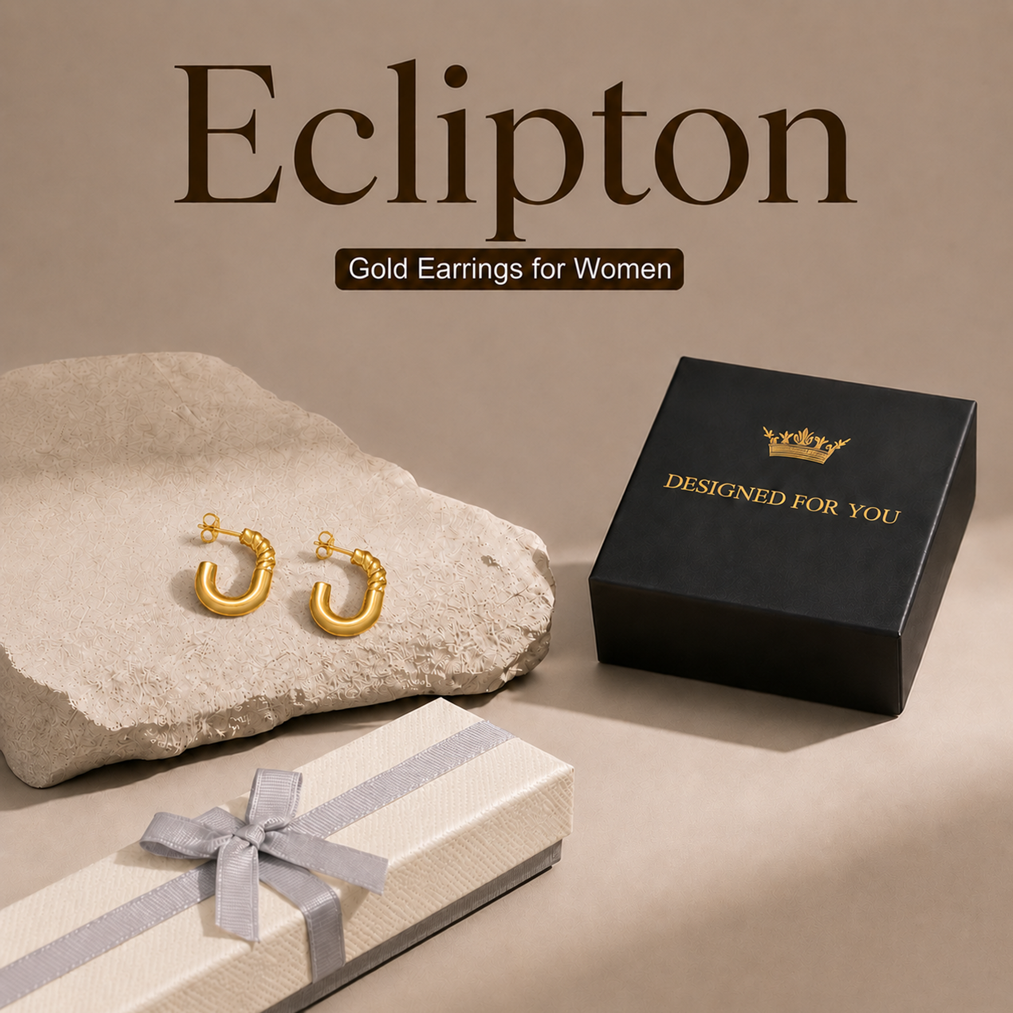 Eclipton® 14K Plated Gold Hoop Earrings for Women, Hypoallergenic Chunky Hoop Earrings Jewelry for Gifts