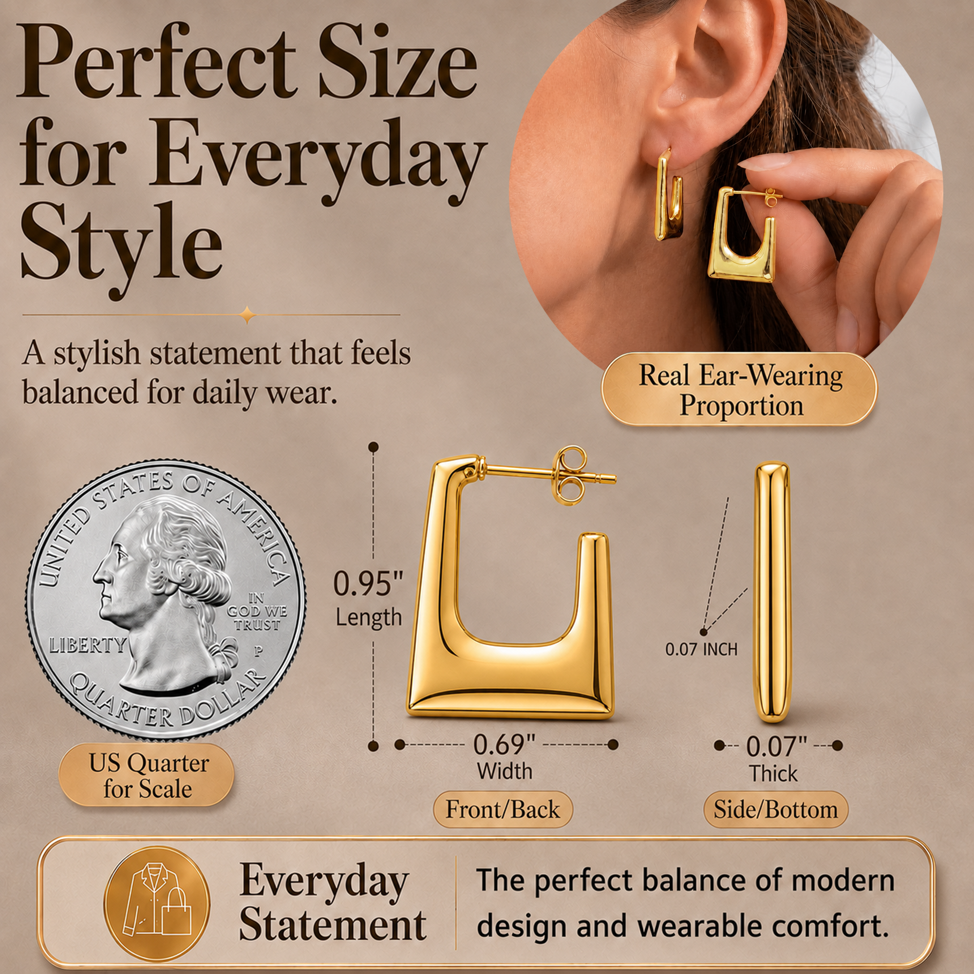 Eclipton® 14K Plated Gold Hoop Earrings for Women, Hypoallergenic Chunky Hoop Earrings Jewelry for Gifts