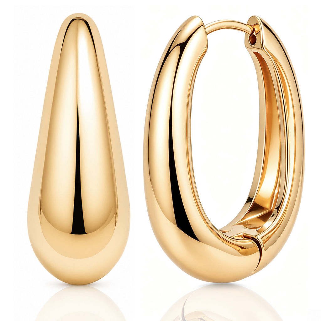 Eclipton® 14K Plated Gold Hoop Earrings for Women, Dainty Minimalist & Hypoallergenic Teardrop Hoop Earrings for Party Daily Office Wear