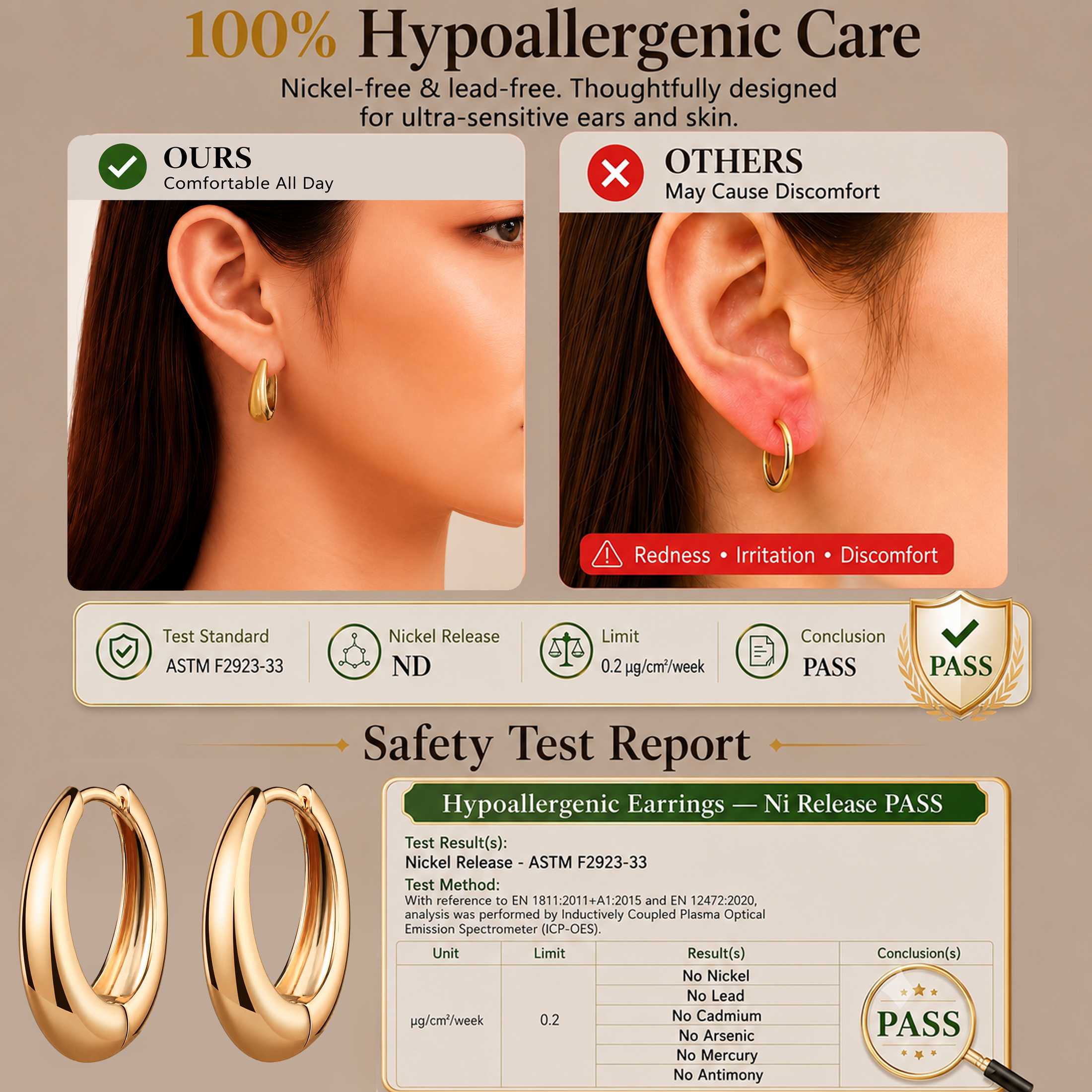 Eclipton® 14K Plated Gold Hoop Earrings for Women, Dainty Minimalist & Hypoallergenic Teardrop Hoop Earrings for Party Daily Office Wear